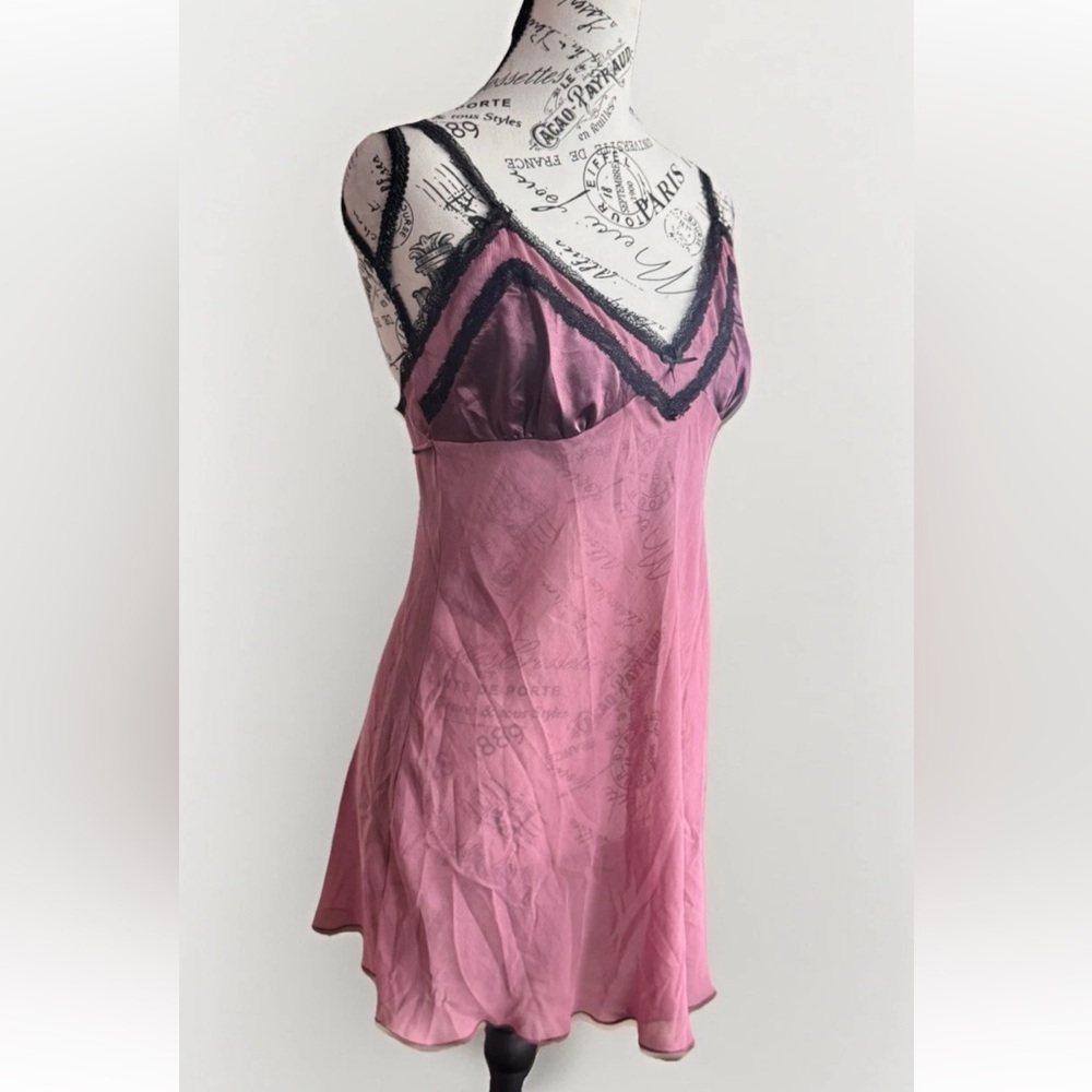 Vintage Y2K California Dynasty Pink Slip Dress Lace lingerie Romantic Whimsy S - Picture 1 of 12